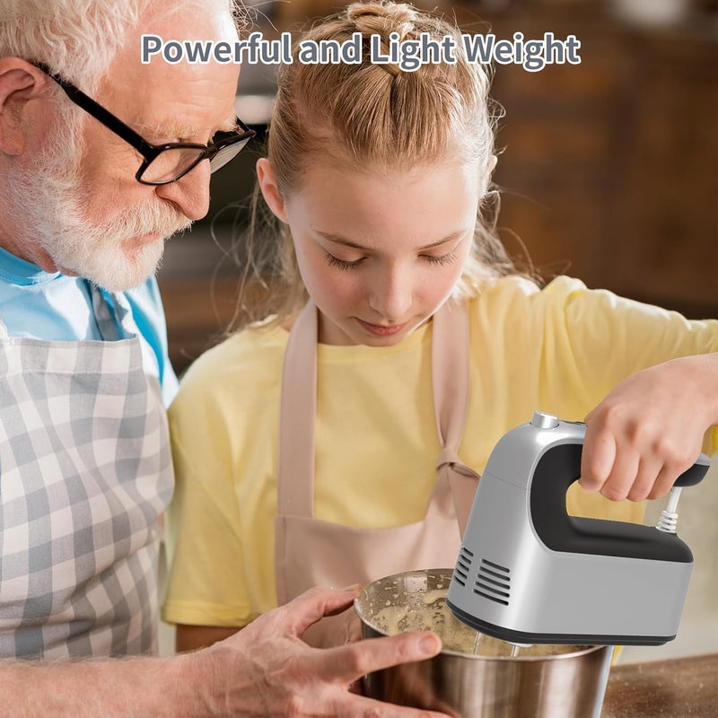 Yomelo 9-Speed Digital Hand Mixer Electric, 400W Powerful DC Motor, Hand Mixer Electric Handheld with Snap-On Storage Case, 5 Stainless Steel Accessories, Beaters, Dough Hooks, Whisk(Silvery Black) - Image 3